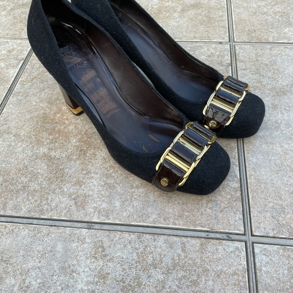 TORY BURCH Wool Pumps Heels Gold Size 9M - Picture 8 of 11